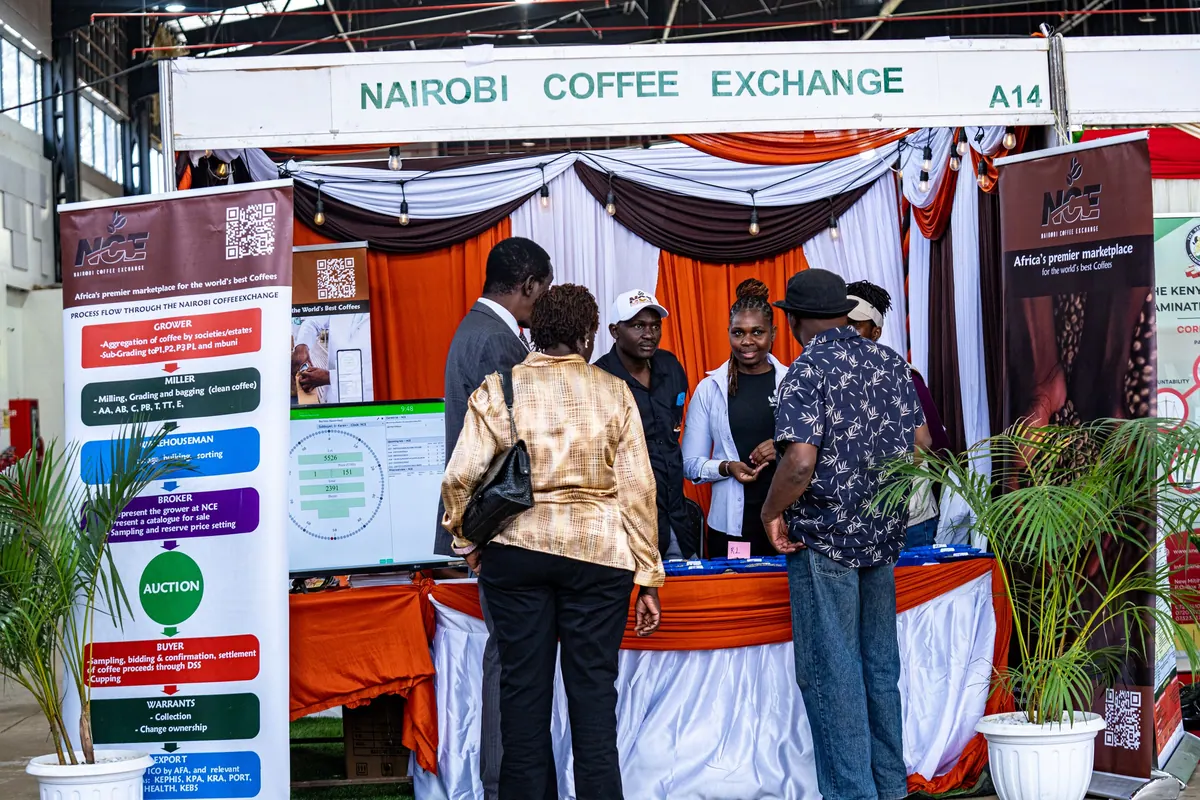Visitors at the Nairobi Coffee Exchange stand A14